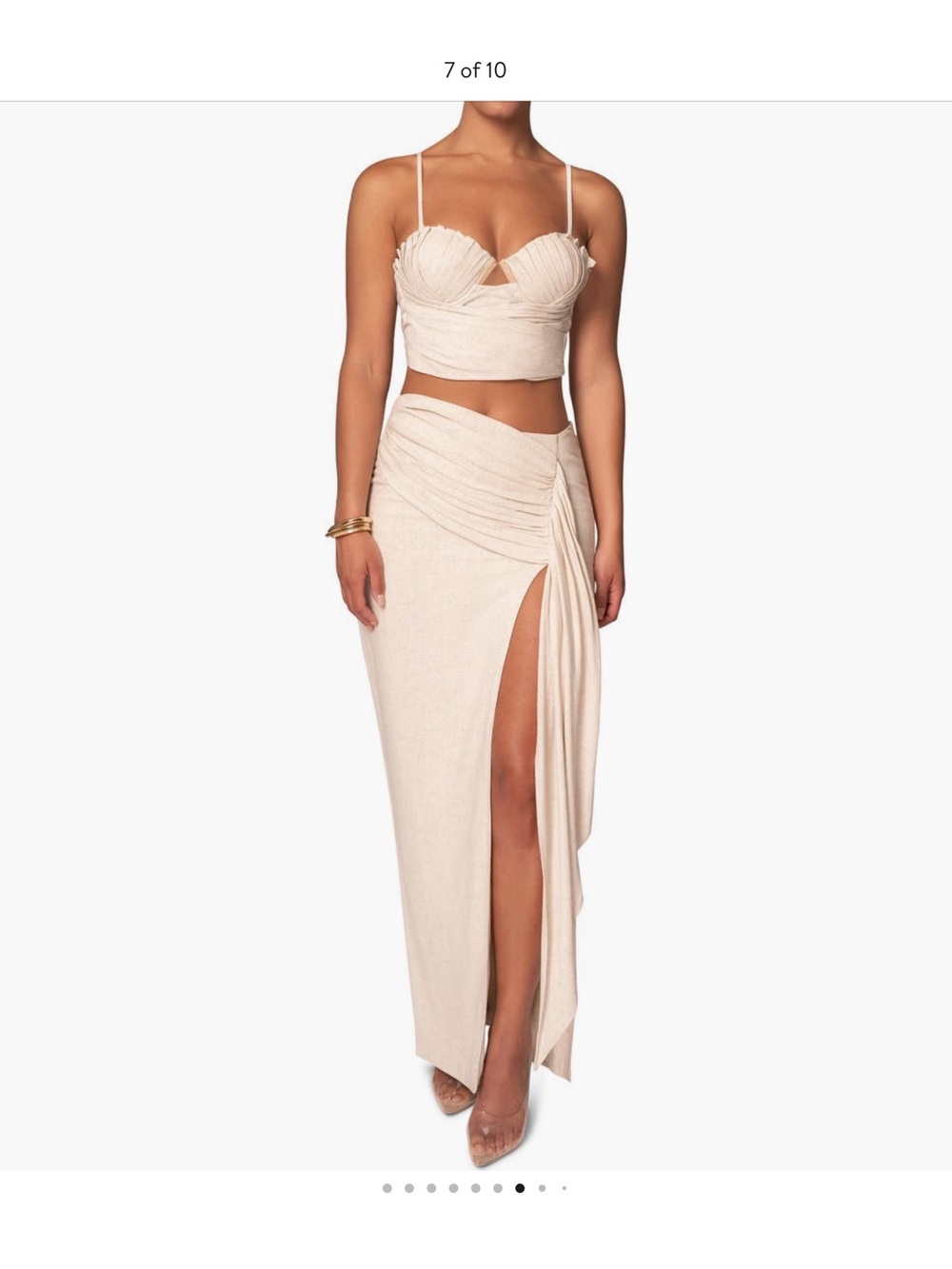 JLUXLABEL Pleated Cream Bustier Crop Top - Straps Optional and Included - Picture 4 of 4